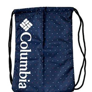 NWT Columbia Drawstring Sling Bag Gym School Sport Navy Polka Dot Adults or Kids